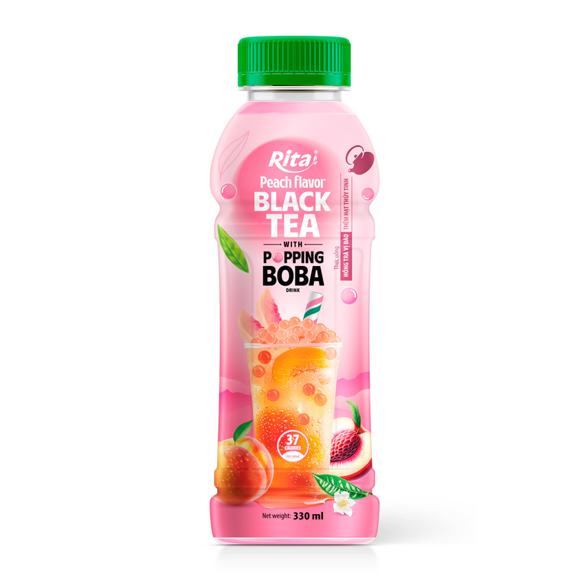 Rita Popping Boba Black Tea With Peach Flavor